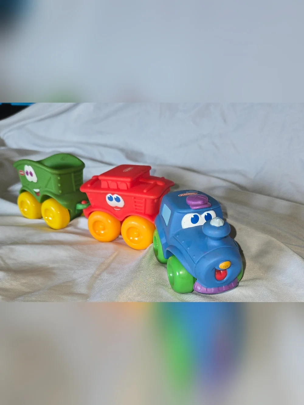 Hasbro Vintage 2005 Playskool Choo Choo Wheel Pals Red Blue And Green Trains